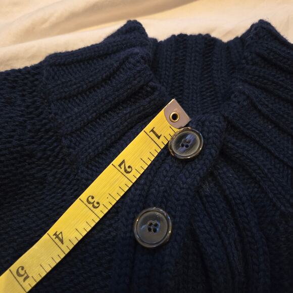 Ermenegildo Zegna Wool Sweater Size XL/54 Navy Chunky Mock Neck 5 Button - Picture 13 of 14
